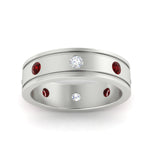 Load image into Gallery viewer, mens-bezel-set-diamond-eternity-engagement-ring-with-ruby-in-white-gold-fdm10342rogrudrangle5-nl-wg