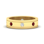 Load image into Gallery viewer, mens-bezel-set-diamond-eternity-engagement-ring-with-ruby-in-yellow-gold-fdm10342rogrudr-nl-yg