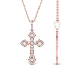 Load image into Gallery viewer, milgrain-antique-cross-diamond-pendant-in-rose-gold-FDPD10878ANGLE2-NL-RG