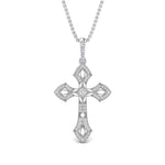Load image into Gallery viewer, milgrain-antique-cross-diamond-pendant-in-white-gold-FDPD10878ANGLE1-NL-WG