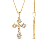 Load image into Gallery viewer, milgrain-antique-cross-diamond-pendant-in-yellow-gold-FDPD10878ANGLE2-NL-YG
