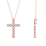 Load image into Gallery viewer, milgrain-bezel-diamond-cross-pendant-rose-gold-FDPD10799ANGLE2-NL-RG