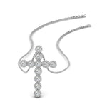 Load image into Gallery viewer, milgrain-bezel-diamond-cross-pendant-white-gold-FDPD10799-NL-WG