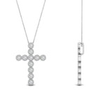 Load image into Gallery viewer, milgrain-bezel-diamond-cross-pendant-white-gold-FDPD10799ANGLE2-NL-WG