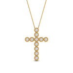 Load image into Gallery viewer, milgrain-bezel-diamond-cross-pendant-yellow-gold-FDPD10799ANGLE1-NL-YG