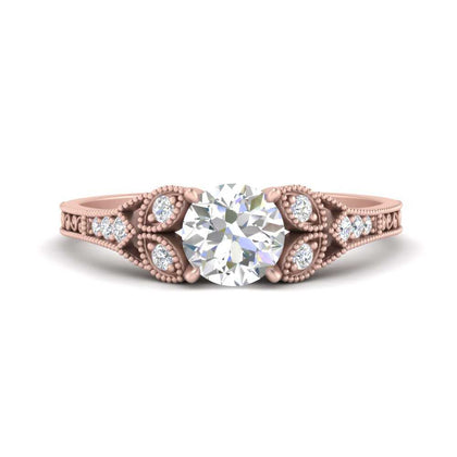milgrain-floral-round-cut-lab-grown-diamond-antique-ring-in-rose-gold-FD9816ROR-NL-RG