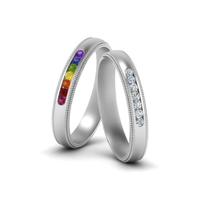 Milgrain Wedding Bands For Gay Couple
