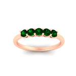 Load image into Gallery viewer, mini-5-stone-round-emerald-wedding-band-in-rose-gold-FDENS141ROBGEMGRANGLE5-0.50CT-NL-RG