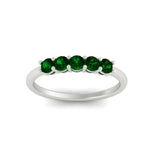 Load image into Gallery viewer, mini-5-stone-round-emerald-wedding-band-in-white-gold-FDENS141ROBGEMGRANGLE5-0.50CT-NL-WG