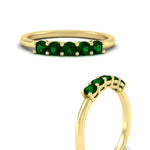 Load image into Gallery viewer, mini-5-stone-round-emerald-wedding-band-in-yellow-gold-FDENS141ROBGEMGRANGLE3-0.50CT-NL-YG