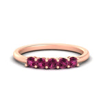 Load image into Gallery viewer, mini-5-stone-round-pink-sapphire-wedding-band-in-rose-gold-FDENS141ROBGSADRPI-0.50CT-NL-RG