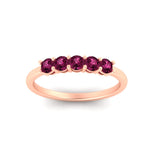 Load image into Gallery viewer, mini-5-stone-round-pink-sapphire-wedding-band-in-rose-gold-FDENS141ROBGSADRPIANGLE5-0.50CT-NL-RG