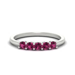 Load image into Gallery viewer, mini-5-stone-round-pink-sapphire-wedding-band-in-white-gold-FDENS141ROBGSADRPI-0.50CT-NL-WG