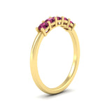 Load image into Gallery viewer, mini-5-stone-round-pink-sapphire-wedding-band-in-yellow-gold-FDENS141ROBGSADRPIANGLE2-0.50CT-NL-YG