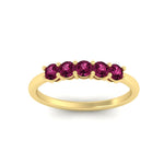 Load image into Gallery viewer, mini-5-stone-round-pink-sapphire-wedding-band-in-yellow-gold-FDENS141ROBGSADRPIANGLE5-0.50CT-NL-YG