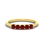 Load image into Gallery viewer, mini-5-stone-round-ruby-wedding-band-in-yellow-gold-FDENS141ROBGRUDR-0.50CT-NL-YG