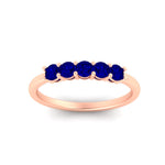 Load image into Gallery viewer, mini-5-stone-round-sapphire-wedding-band-in-rose-gold-FDENS141ROBGSABLANGLE5-0.50CT-NL-RG
