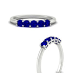 Load image into Gallery viewer, mini-5-stone-round-sapphire-wedding-band-in-white-gold-FDENS141ROBGSABLANGLE3-0.50CT-NL-WG