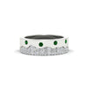 Load image into Gallery viewer, mountain-diamond-mens-wedding-band-with-emerald-in-white-gold-FD11127GEMGR-NL-WG.jpg