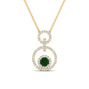 Load image into Gallery viewer, multi-ring-interlocked-diamond-pendant-with-emerald-in-yellow-gold-FDPD10699-GEMGR-ANGLE1-NL-YG.jpg?v=1759291658