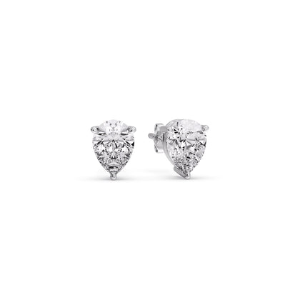 One Carat Diamond Pear Cut 3 Prong Earring