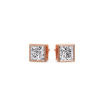 Load image into Gallery viewer, Stylish Princess Bezel Diamond Studs