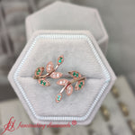 Load image into Gallery viewer, open-leaf-fashion-diamond-engagement-ring-with-emerald-in-14K-rose-gold-FD8342GEMGR-NL-RG-Box