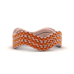 Load image into Gallery viewer, orange-sapphire-waves-pave-eternity-rings-in-rose-gold-FD124152GSAORANGLE3-NL-RG-GS.jpg