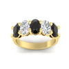 Load image into Gallery viewer, oval-5-stone-wedding-band-black-diamond-4-carat-in-yellow-gold-fdwb8008ovblackangle5-4.00ct-nl-yg.jpg