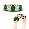 Load image into Gallery viewer, oval-5-stone-wedding-band-emerald-4-carat-in-rose-gold-fdwb8008ovgemgrangle3-4.00ct-nl-rg.jpg