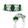 Load image into Gallery viewer, oval-5-stone-wedding-band-emerald-4-carat-in-white-gold-fdwb8008ovgemgrangle3-4.00ct-nl-wg.jpg
