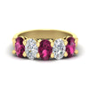 Load image into Gallery viewer, oval-5-stone-wedding-band-pink-sapphire-4-carat-in-yellow-gold-fdwb8008ovgsadrpisleep-4.00ct-nl-yg.jpg