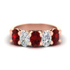 Load image into Gallery viewer, oval-5-stone-wedding-band-ruby-4-carat-in-rose-gold-fdwb8008ovgrudrsleep-4.00ct-nl-rg.jpg