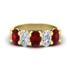 Load image into Gallery viewer, oval-5-stone-wedding-band-ruby-4-carat-in-yellow-gold-fdwb8008ovgrudrsleep-4.00ct-nl-yg.jpg
