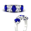 Load image into Gallery viewer, oval-5-stone-wedding-band-sapphire-4-carat-in-white-gold-fdwb8008ovgsablangle3-4.00ct-nl-wg.jpg