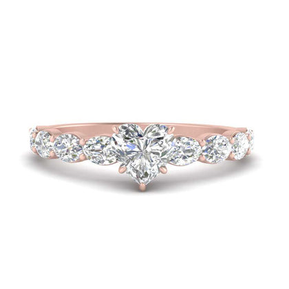 Oval Accented Heart Shaped Engagement Ring