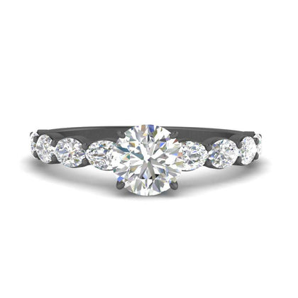Oval Accented Round Cut Engagement Ring