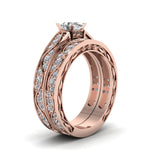 Load image into Gallery viewer, oval-cut-antique-filigree-wedding-ring-set-in-rose-gold-FDENS3543OVANGLE2-NL-RG
