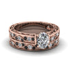 Load image into Gallery viewer, oval-cut-antique-filigree-wedding-ring-set-with-black-diamond-in-rose-gold-FDENS3543OVGBLACK-NL-RG