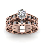 Load image into Gallery viewer, oval-cut-antique-filigree-wedding-ring-set-with-black-diamond-in-rose-gold-FDENS3543OVGBLACKANGLE5-NL-RG