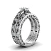 Load image into Gallery viewer, oval-cut-antique-filigree-wedding-ring-set-with-black-diamond-in-white-gold-FDENS3543OVGBLACKANGLE2-NL-WG