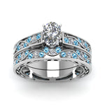 Load image into Gallery viewer, oval-cut-antique-filigree-wedding-ring-set-with-ice-blue-topaz-in-white-gold-FDENS3543OVGICBLTOANGLE5-NL-WG