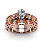 Load image into Gallery viewer, oval-cut-antique-filigree-wedding-ring-set-with-orange-sapphire-in-rose-gold-FDENS3543OVGSAORANGLE5-NL-RG