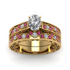 Load image into Gallery viewer, oval-cut-antique-filigree-wedding-ring-set-with-pink-sapphire-in-yellow-gold-FDENS3543OVGSADRPIANGLE5-NL-YG