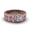 Load image into Gallery viewer, oval-cut-antique-filigree-wedding-ring-set-with-purple-amethyst-in-rose-gold-FDENS3543OVGVITO-NL-RG