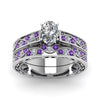 Load image into Gallery viewer, oval-cut-antique-filigree-wedding-ring-set-with-purple-amethyst-in-white-gold-FDENS3543OVGVITOANGLE5-NL-WG