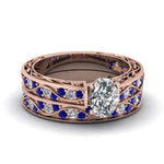 Load image into Gallery viewer, oval-cut-antique-filigree-wedding-ring-set-with-sapphire-in-rose-gold-FDENS3543OVGSABL-NL-RG