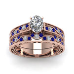 Load image into Gallery viewer, oval-cut-antique-filigree-wedding-ring-set-with-sapphire-in-rose-gold-FDENS3543OVGSABLANGLE5-NL-RG