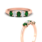 Load image into Gallery viewer, oval-cut-five-stone-wedding-emerald-band-0.50-carat-in-rose-gold-fdwb8008ovgemgrangle3-0.50ct-nl-rg.jpg?v=1773047588