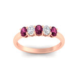 Load image into Gallery viewer, oval-cut-five-stone-wedding-pink-sapphire-band-0.50-carat-in-rose-gold-fdwb8008ovgsadrpiangle5-0.50ct-nl-rg.jpg?v=1773047588